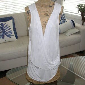 White Sleeveless Draped Blouse
